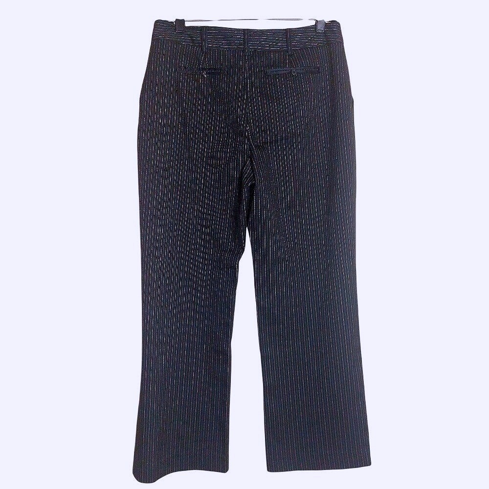 Alfani Dress Pants Women 8 Black Excellent Retro Pinstripe Wide Leg - Picture 6 of 8